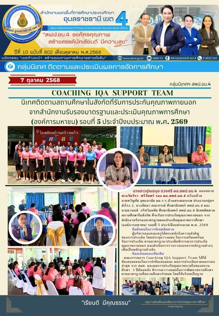 นิเทศติดตามสถานศึกษาในสังกัดที่รับการประกันคุณภาพภายนอกจากสำนักงานรับรองมาตรฐานและประเมินคุณภาพการศึกษา (องค์การมหาชน) รอบที่ 5 ประจำปีงบประมาณ พ.ศ. 256